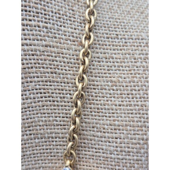 J.Crew Gold Tone Gray & Green Statement Collar Necklace Clear Crystals Bib 20" - Picture 7 of 9